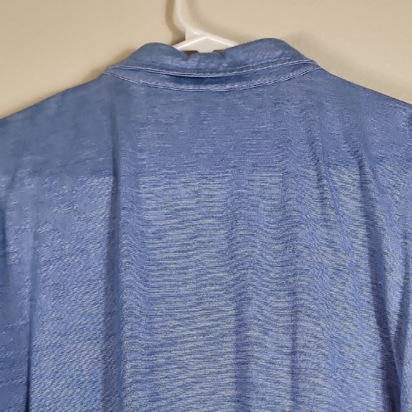 Peter Millar Mens Short Sleeve Polo Shirt Size L Blue Collar Golf Lightweight - Picture 9 of 11